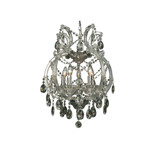 Bethel 5 Light Clear Crystal And Iron Chrome Chandelier 4307-5C